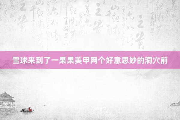 雪球来到了一果果美甲网个好意思妙的洞穴前